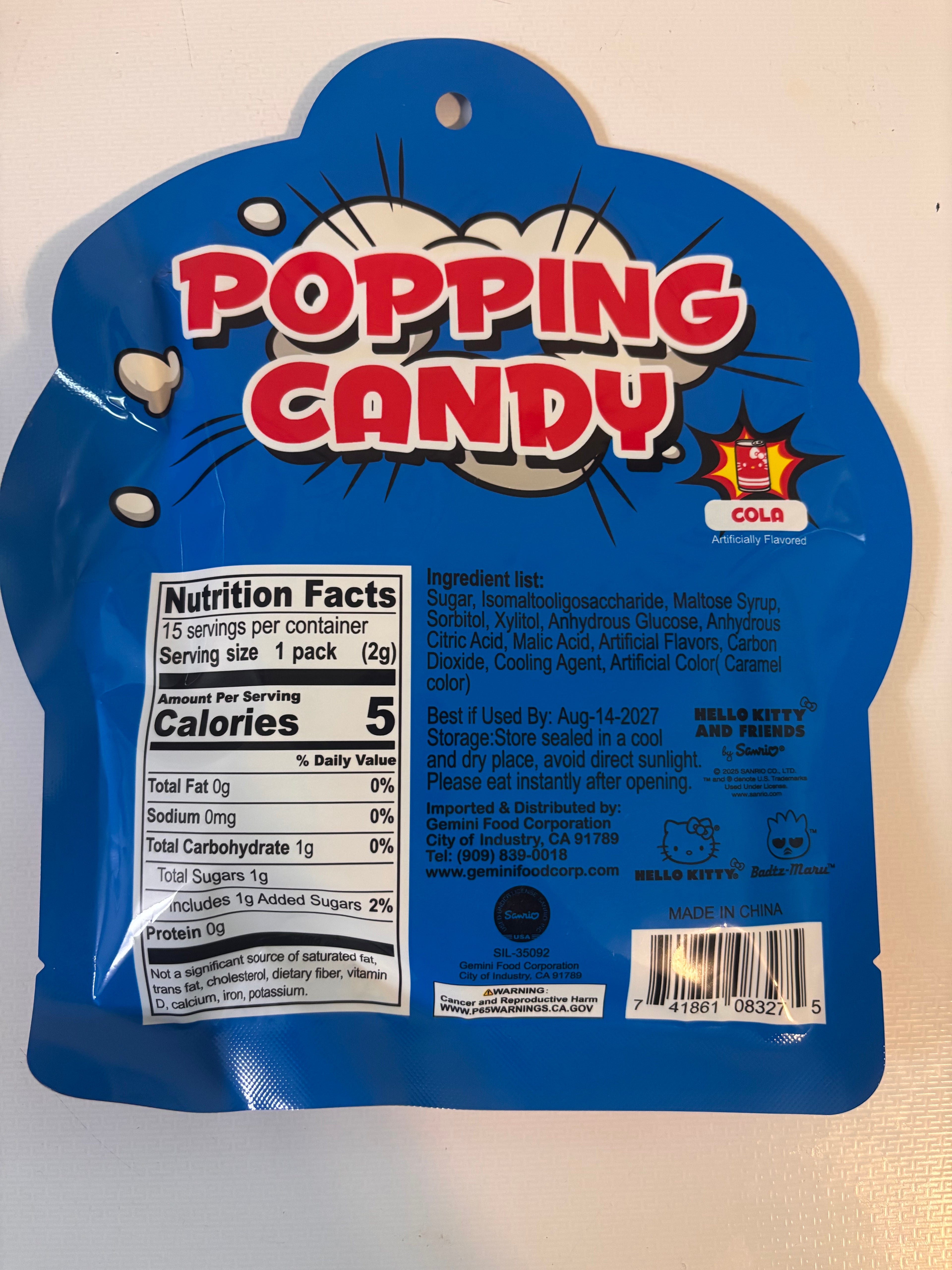 HELLO KITTY AND FRIENDS POPPING CANDY (COLA FLAVOR)